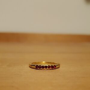 Gold-tone Ring with Red Accents Band